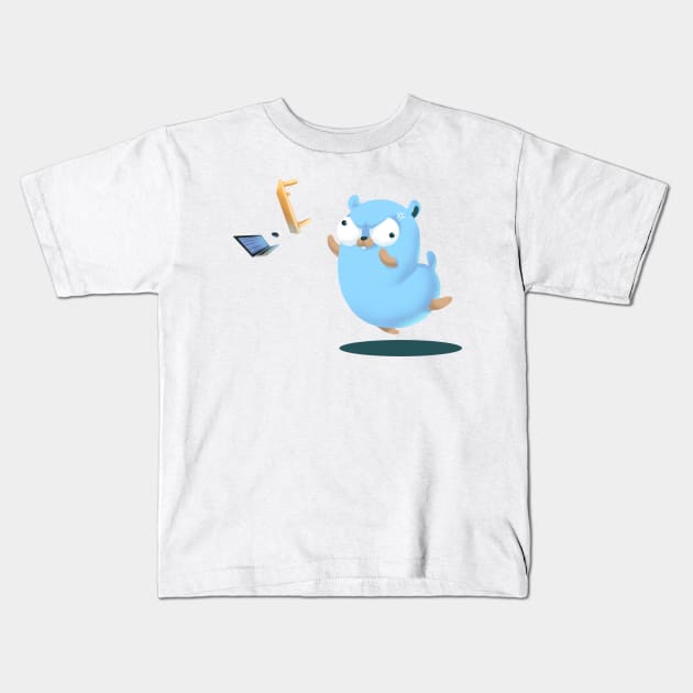 Golang Gopher Go Rage Kids T-Shirt by clgtart
